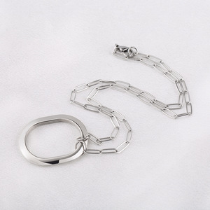 Minimalist Stainless Steel Hollow Oval Pendant <b>Necklace</b> Unisex Geometric Design China Yiwu Origin Certified Casual XYN0272 - Product Image 6