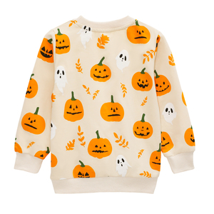 <span class=keywords><strong>Sweat</strong></span>-shirt en tricot pour enfants d'automne <span class=keywords><strong>Halloween</strong></span> 2025 pour garçons en bas âge, haut décontracté à col rond avec imprimé citrouille de dessin animé, 100% coton - Product Image 5