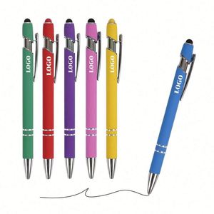 Aluminum Ballpoint Colorful <b>Cheap</b> Good Logo Design Pen With Soft Rubber - Product Image 1