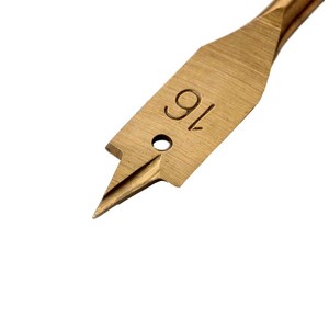 Three Point Woodworking Flat <b>Drill</b> <b>Bit</b> 16mm Titanium Plated For Smooth Finish <b>Wood</b> Drilling - Product Image 1