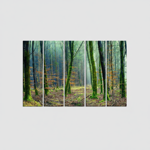 Arte Impreso en Lienzo: Decoración de Pared con Paisaje Forestal 3D en Vidrio Templado, Juego de 5 Lienzos - Product Image 2