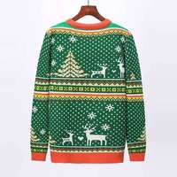 Pull de Noël pour homme, tricot jacquard d'hiver, motif floral, col rond, pull de fête, motif personnalisé, chaud, décontracté, haut de fête