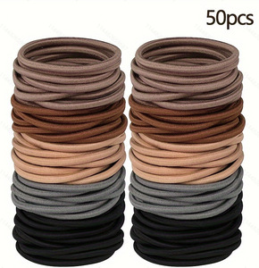 50 Stuks 4Mm Zwarte Paardenstaart Houder Elastische Haarbanden Scrunchies Voor Vrouwen Mannen Meisje Dame Haarband Competities Hoofdband Accessoire - Product Image 2