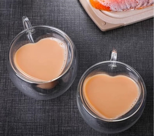Vendita calda a forma di cuore tazza di <span class=keywords><strong>caffè</strong></span> creativa doppia parete resistente vetro trasparente per regali aziendali per il tè birra e <span class=keywords><strong>amore</strong></span> - Product Image 1