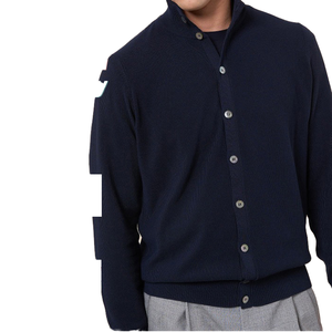 Men's Mandarin Collar <b>Cardigan</b> <b>Sweater</b> Full Sleeve Solid Color Button Closure Cotton Casual Men's Winter Wear - Product Image 1