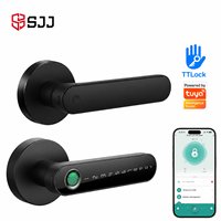 Cerradura Inteligente SJJ con App Tuya, Huella Dactilar, Tarjeta, Teclado, Código, para Madera/Acero/Acero Inoxidable/Aluminio, Aleación de Aluminio Grado C