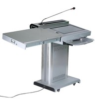 Pupitre à double écran pour salle de conférence, salle de réunion d'hôtel, moniteur interactif, pupitre intelligent, table de présentation en aluminium