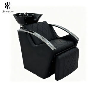 Wholesale High <b>End</b> Metal Shampoo Chair Hair Salon Fashionable PU Leather Ceramic Basin Shampoo <b>Bed</b> Back Washing Unit - Product Image 6