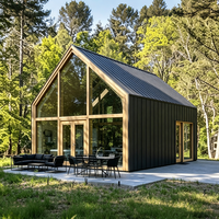 Maisonnette Modulaire Préfabriquée à Toit en Queue de Ruche Personnalisée OEM, Entièrement Vitrée, en Bois et Acier, Isolée Thermiquement, pour Projet de Villa Forestière ou de Complexe Hôtelier