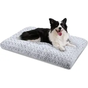 Custom Luxe Hondenbed Pluche Hondenkrat Bedden Zacht Comfortabel Kennel Pad Anti-Slip Huisdier Slaapmat Wasbaar