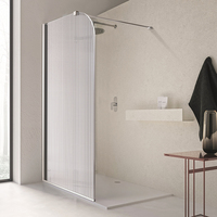 Salle de bain sans cadre verre cannelé trempé douche écran cloison panneau fixe