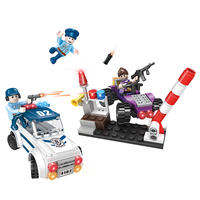 Briques éducatives en plastique COGO pour enfants, briques de construction de voitures de police, jouets de ville