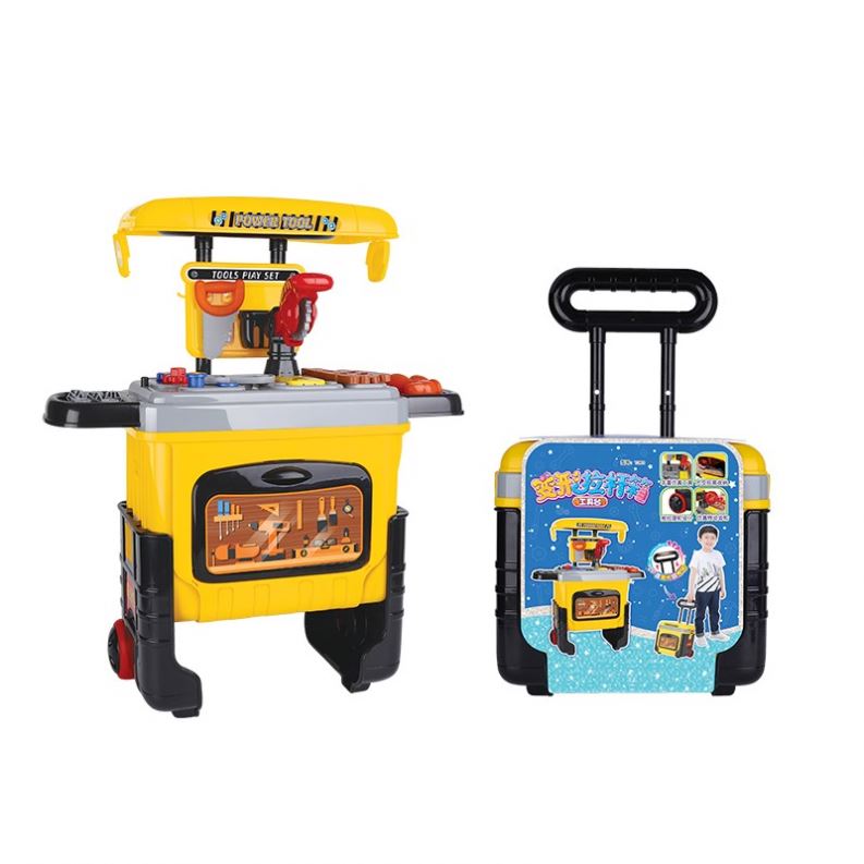 Хит, Классический развивающий набор инструментов Diy, Пластиковые Многофункциональные игрушки на колесиках, набор инструментов для детей, набор инструментов, игровой игрушечный чемодан