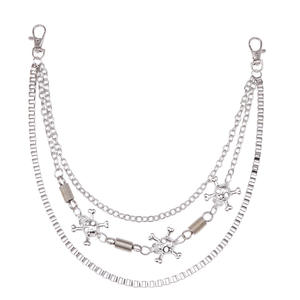 Cadena de cintura esqueleto multicapa de metal, estilo hip hop punk, unisex, cadena corporal de moda, plata tibetana blanca K - Product Image 5