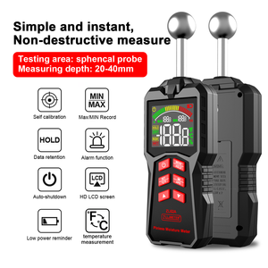 Hygromètre sans broche, <span class=keywords><strong>sonde</strong></span> à bille, écran LCD couleur numérique, plage de 0 à 100 % HR, fonction <span class=keywords><strong>d</strong></span>'alarme, profondeur de mesure de 20 à 40 mm <span class=keywords><strong>pour</strong></span> le <span class=keywords><strong>bois</strong></span> - Product Image 2