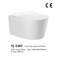 Ensemble complet de luxe CE européen : Meuble-lavabo flottant avec miroir LED, lavabo en céramique, WC suspendu et accessoires