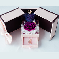 Dropshipping Boîte Rose Éternelle Ours en Mousse Mignon Roses Préservées Collier Coffret Cadeau Bijoux en Papier Ensemble Cadeau pour Maman Femme