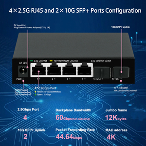 Commutateur multi-gigabit 2,<span class=keywords><strong>5</strong></span> Gb |   Non géré |   <span class=keywords><strong>4x</strong></span> 2.5G, <span class=keywords><strong>2x</strong></span> 10G SFP+ |   Installation facile |   Répartiteur Ethernet sans ventilateur - Product Image 3