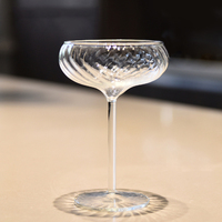 Geribbeld Coupe Glas Hoog Borosilicaat Vintage Cocktailglas Frans Dessertglas 200-300ml Gesteeld Champagne Glas voor Bar Party