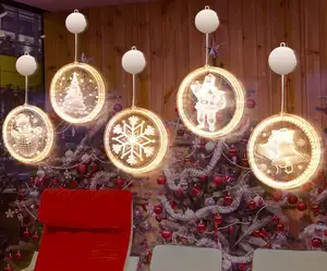 Huiran-luce di buon Natale LED, ornamento all'aperto, luci di finestra d'attaccatura 3D, luci della decorazione