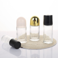 Flacon à bille roulante transparent en verre de 50 ml, grand format, pour huile médicale, essence, massage et soulagement de la douleur