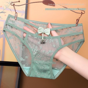 <span class=keywords><strong>Ropa</strong></span> <span class=keywords><strong>interior</strong></span> Sexy de estilo diario de encaje puro para mujer, calzoncillos Hipster de cintura baja, diseño de campana pequeña, talla grande de nailon para chicas regordetas - Product Image 5