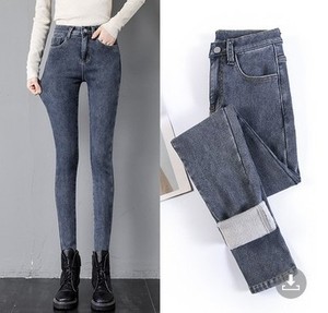 Jeans caldi invernali donna a vita alta pantaloni di <span class=keywords><strong>velluto</strong></span> Casual Jeans per donna pantaloni taglie forti 812-1627 - Product Image 5