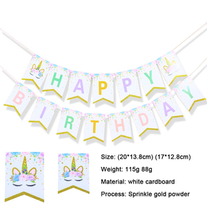 Cartoon <strong>Unicorn</strong> Paper Flag New Happy Birthday Banner Kids Birthday Decoration <strong>Party</strong> <strong>Supplies</strong>-100pcs Minimum Order - Product Image 6