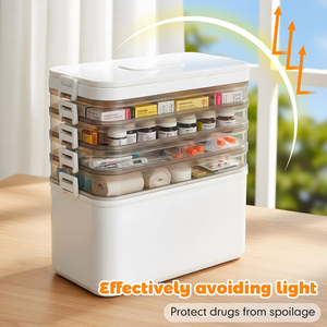 Boîte de rangement pour médicaments épaissie, organiseur de pilules portable avec tiroirs et compartiments pour la maison et les voyages - Product Image 4
