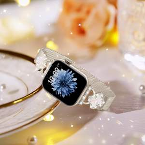 Bijoux en argent de mode de luxe Bracelet milanais personnalisé en gros compatible avec les bracelets Apple Watch pour femmes - Product Image 6