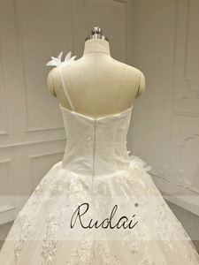 OWD-H2312 una spalla spalline fiori abiti da sposa Tulle Appliqued abito per <span class=keywords><strong>matrimonio</strong></span> - Product Image 6