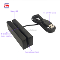 Lector de Tarjetas de Banda Magnética ABS de 123 Pistas, Puerto Serie Virtual FUWEI MSR 90 USB (RS232) Mini, ISO7811