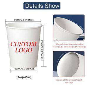 High Quality Durable Disposable Food Grade <b>Thick</b> 12 Oz White Hot Single Double <b>Wall</b> Coffee <b>Paper</b> Cup Silk Screen Printed Logo - Product Image 3