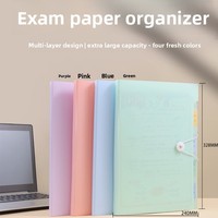 Carpeta A4 al por mayor, con páginas interiores transparentes y gruesas, para almacenamiento de exámenes de estudiantes, archivador acordeón multicapa con cremallera, imprimible.