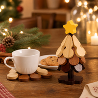 Sous-verre en bois isolant thermique en forme d'arbre, dessous de plat résistant aux hautes températures pour table à manger, dessous de pot, dessous de tasse à café