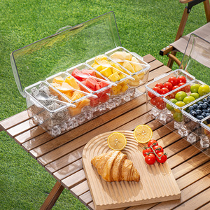 Multifunctional Kitchen Storage <b>Box</b> With Lid Transparent Salad Plate Rectangle Flip Top For Picnic Food Storage - Product Image 1