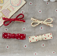 Ankela Red Wavy Bow Hairpin Cute White Bangs Sweet Duckbill Clip Female Side Clip Hair Accessories Back to School Graduation