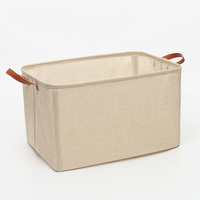 Panier de rangement pliable en tissu ramie et coton pour la maison, capacité 10-20L, pour chambre et placard (21x16x13.5cm)
