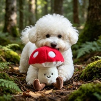 Jouet en peluche pour chien en forme de champignon rouge à pois, doux et couineur, pour Bichon Frisé, chiens de petite et moyenne taille, pour jouer en extérieur