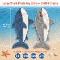 Grande peau de requin en peluche semi-finie ultra douce 50/70cm, rembourrée en coton PP, anti-stress, cadeau d'anniversaire
