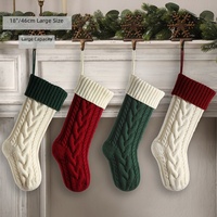 Grand chaussette de Noël en tricot torsadé, sac cadeau, décoration suspendue, ornement de fête de Noël