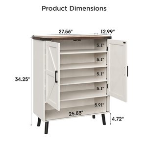 Meuble à chaussures moderne en bois SENYU avec 5 étagères, rangement de style farmhouse pour entrée, mobilier de maison - Product Image 4