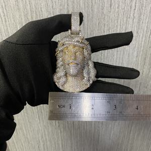 Gioielli Hip Hop in rame placcato oro Fine ghiacciato fuori Micro-Set pieno CZ zircone collana uomo giesus testa pendente - Product Image 4