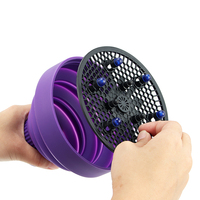 En gros, Accessoire de séchage capillaire en silicone pliable pour salon de coiffure, type capuche diffuseur pour cheveux bouclés, avec couleurs personnalisables