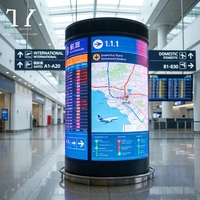 Colonne d'affichage LED circulaire flexible 4K personnalisée pour intérieur, écran publicitaire incurvé pour exposition