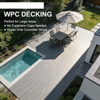 Panneau de terrasse WPC moderne à grain de bois, système de clic, étanche, écologique, pour extérieur, anti-décoloration, anti-pourriture