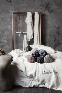 Ensemble de housse de couette en lin personnalisé Queen Size 100% en camomille jaune-beige délavé doux boutons lavés literie à usage domestique - Product Image 2