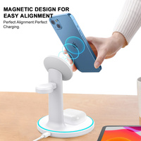 Station de charge sans fil 3 en 1 pour iPhone avec lumière LED Station de charge magnétique de bureau à chargeur rapide 15W
