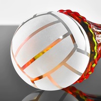 Nouveau Design Basketball Football Volley-ball Golf Billard Verre de cristal coloré Prix Trophées MH-J0268