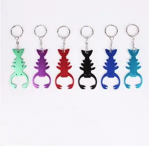 Small Customised Crayfish Shape fish Bone Skeleton Shape Key Shaped Bottle Opener Keychain With Logo